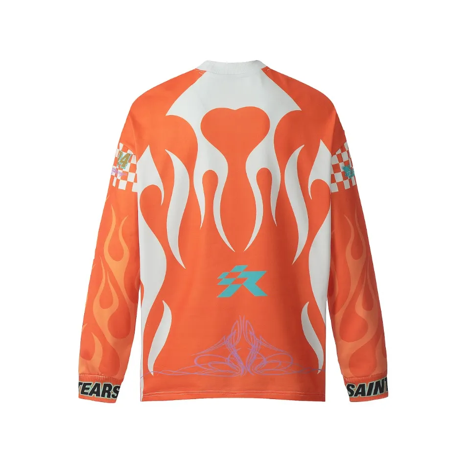 Saint michael tears all-over printed long-sleeved vintage autumn and winter T-shirt Style number: 121 Size: M L XL Wholesale price: 136 Color: black orange
